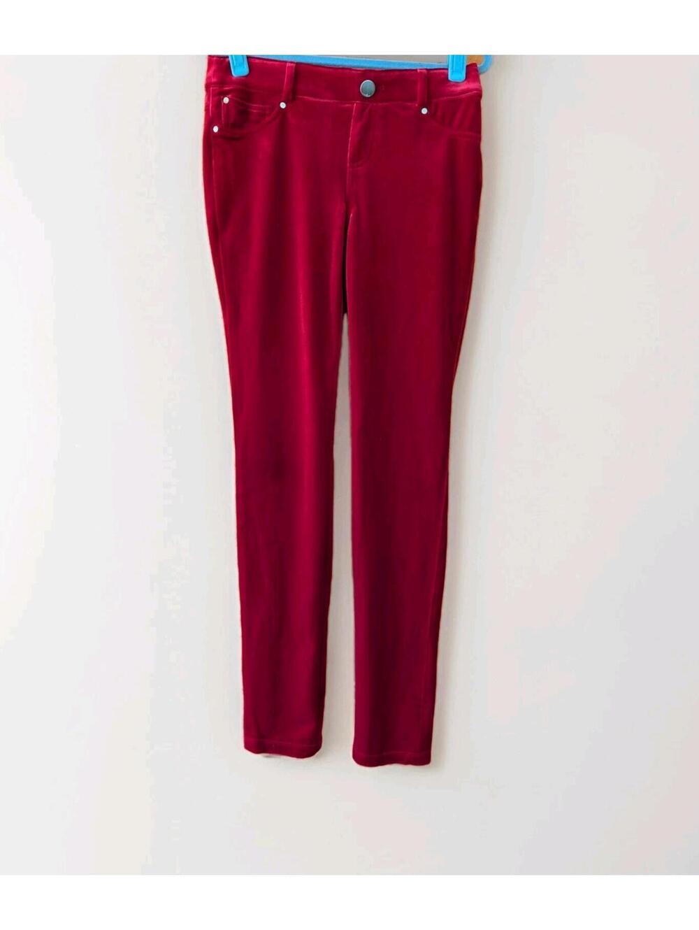 INC Red Velvet Pants Womens Size 4 Stretch Holiday Evening Slim Leg